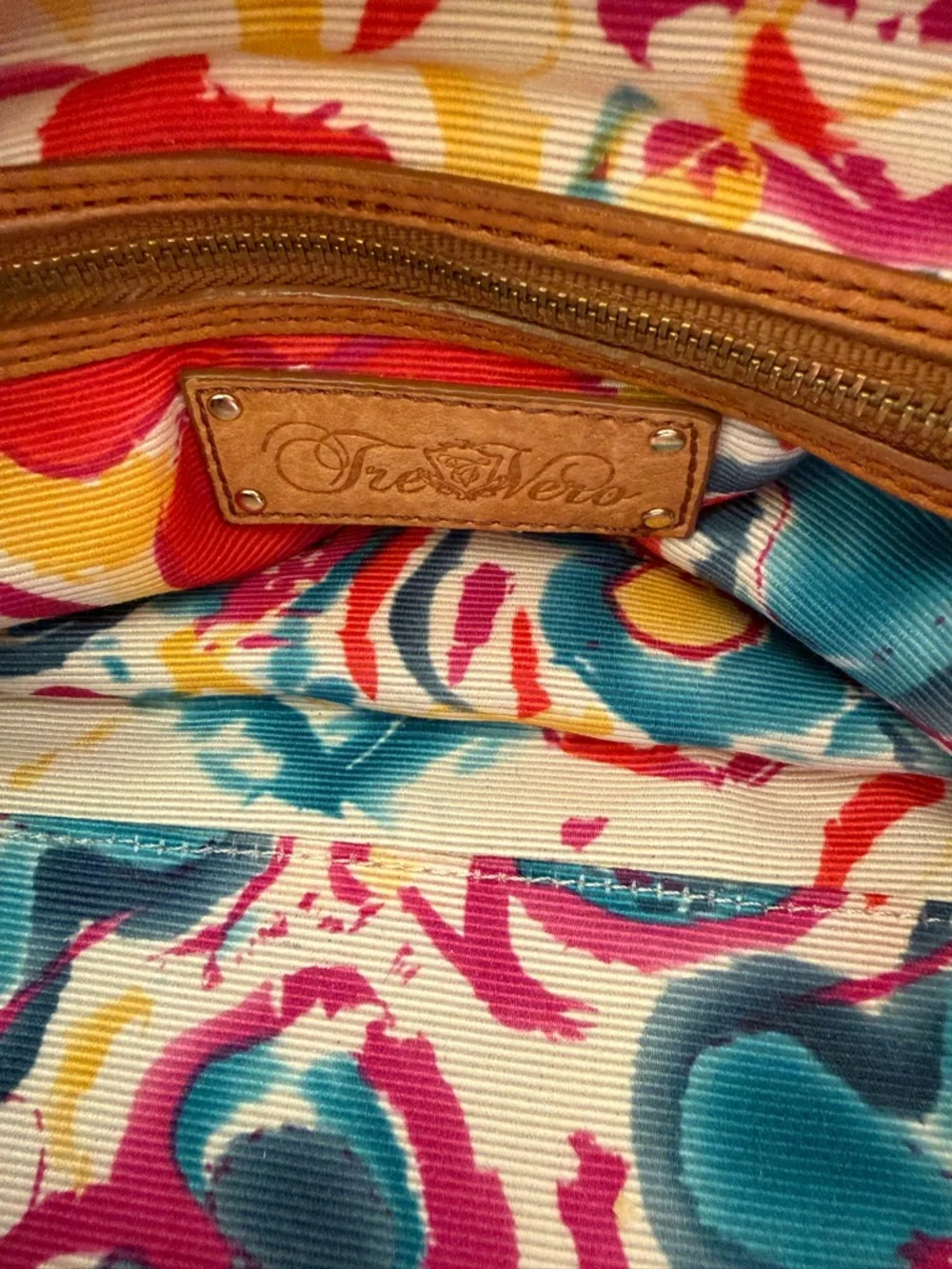 Vintage Tre Vero‎ Caramel Leather Top-Handle Shoulder Bag